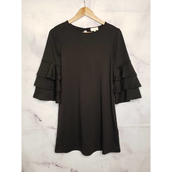 SIMPLY SOUTHERN Black Ruffle Tiered Bell Sleeve Winston Dress S - Picture 2 of 12